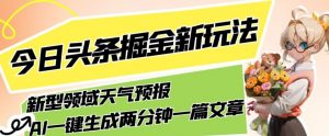 今日头条掘金新玩法，关于新型领域天气预报，AI一键生成两分钟一篇文章，复制粘贴轻松月入5000+-网络创业副业兼职学习网