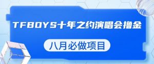 最新蓝海项目,靠最近非常火的TFBOYS十年之约演唱会流量掘金,八月必做的项目【揭秘】-网络创业副业兼职学习网