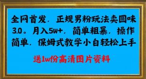 全网首发正规男粉玩法卖圆味3.0,月入5W+,简单粗暴,操作简单,保姆式教学,小白轻松上手-网络创业副业兼职学习网