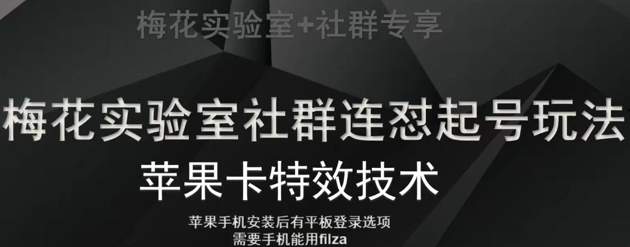 梅花实验室社群视频号连怼起号玩法，最新苹果卡特效技术-网络创业副业兼职学习网