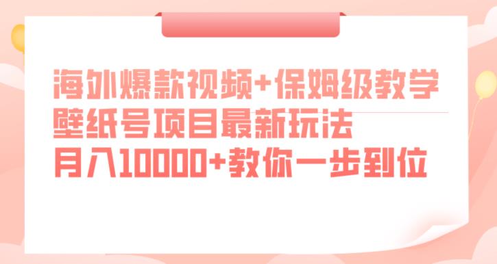 海外爆款视频+保姆级教学，壁纸号项目最新玩法，月入10000+教你一步到位【揭秘】-网络创业副业兼职学习网