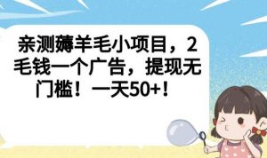 亲测薅羊毛小项目，2毛钱一个广告，提现无门槛！一天50+【揭秘】-网络创业副业兼职学习网