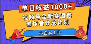 单日收益1000+，视频号全新赛道撸创作者分成计划，小白易上手【揭秘】-网络创业副业兼职学习网
