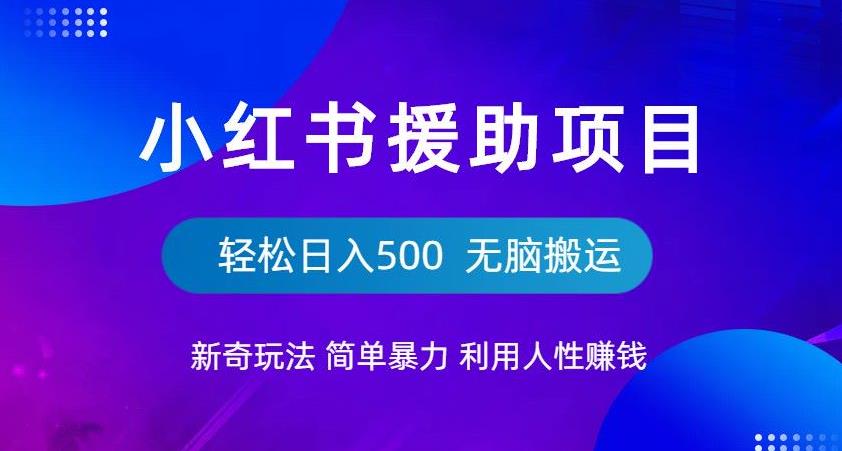 小红书援助项目新奇玩法，简单暴力，无脑搬运轻松日入500【揭秘】-网络创业副业兼职学习网