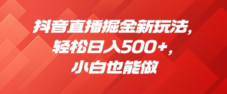 抖音直播掘金新玩法，轻松日入500+，小白也能做【揭秘】-网络创业副业兼职学习网