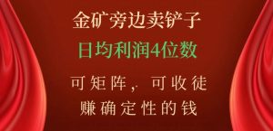 金矿旁边卖铲子，赚确定性的钱，可矩阵，可收徒，日均利润4位数【揭秘】-网络创业副业兼职学习网