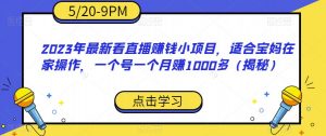 2023年最新看直播赚钱小项目，适合宝妈在家操作，一个号一个月赚1000多（揭秘）-网络创业副业兼职学习网
