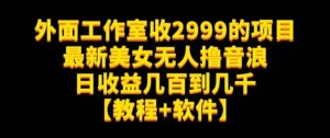 外面工作室收2999的项目最新美女无人撸音浪日收益几百到几千【教程+软件】（仅揭秘）-网络创业副业兼职学习网
