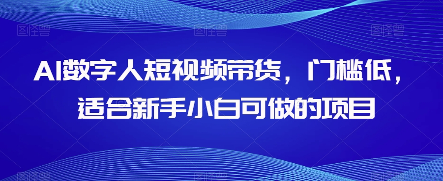 AI数字人短视频带货，门槛低，适合新手小白可做的项目-网络创业副业兼职学习网