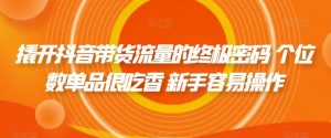 撬开抖音带货流量的终极密码 个位数单品很吃香 新手容易操作-网络创业副业兼职学习网