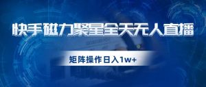 快手磁力聚星全天无人直播，矩阵操作日入1w+【揭秘】-网络创业副业兼职学习网