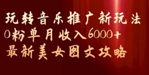 玩转音乐推广新玩法，0粉单月收入6000+，最新美女图文攻略【揭秘】-网络创业副业兼职学习网