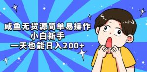 咸鱼无货源简单易操作小白新手一天也能日入200+【揭秘】-网络创业副业兼职学习网