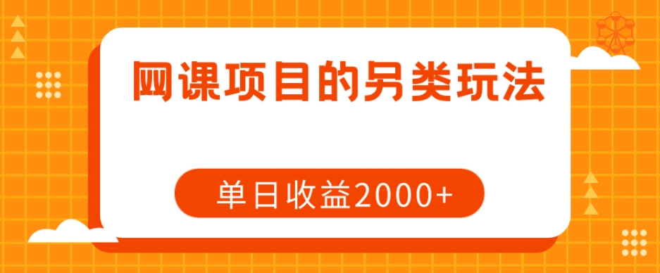 网课项目的另类玩法，单日收益2000+【揭秘】-网络创业副业兼职学习网