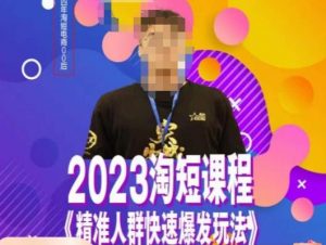 文涛·2023淘短精准人群快速爆发玩法，​快速高效自创视频及全店运营思维-网络创业副业兼职学习网