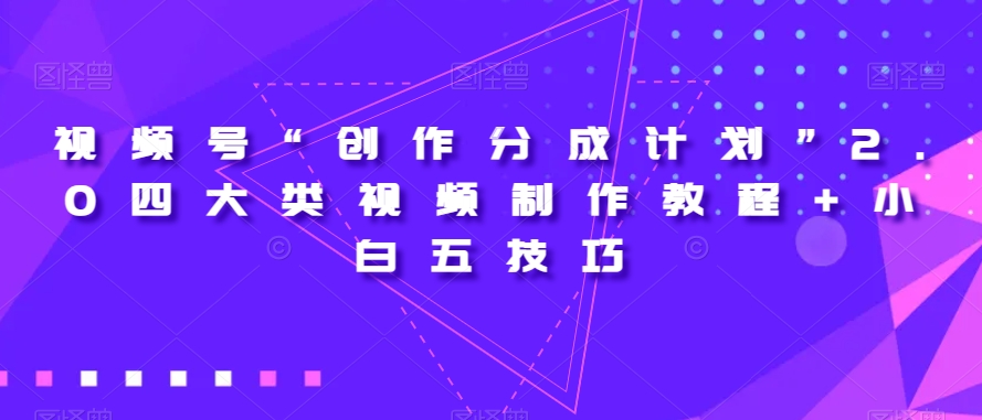 视频号“创作分成计划”2.0四大类视频制作教程+小白五技巧【揭秘】-网络创业副业兼职学习网