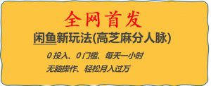 闲鱼新玩法(高芝麻分人脉)0投入0门槛,每天一小时,轻松月入过万【揭秘】-网络创业副业兼职学习网
