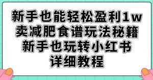 新手也能轻松盈利1w,卖减肥食谱玩法秘籍,新手也玩转小红书详细教程【揭秘】-网络创业副业兼职学习网