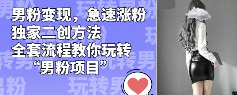 男粉变现，急速涨粉独家二创方法，全套流程教你玩转“男粉项目”【揭秘】-网络创业副业兼职学习网