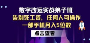 数字改运实战弟子班:告别死工资,任何人可操作,一部手机月入5位数-网络创业副业兼职学习网