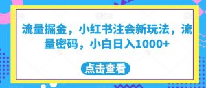 流量掘金，小红书注会新玩法，流量密码，小白日入1000+【揭秘】-网络创业副业兼职学习网