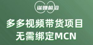 多多视频带货个人版 ，无需绑定mcn，简单操作月入3000+-网络创业副业兼职学习网