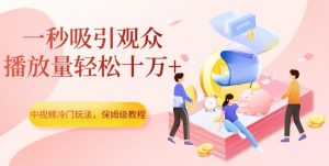中视频冷门玩法，一秒吸引观众，播放量轻松十万+，保姆级教程【揭秘】-网络创业副业兼职学习网
