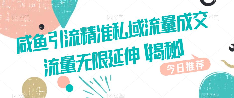 咸鱼引流精准私域流量成交流量无限延伸【揭秘】-网络创业副业兼职学习网