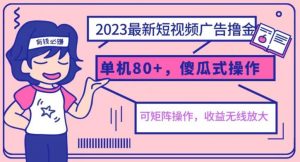 2023最新玩法短视频广告撸金，亲测单机收益80+，可矩阵，傻瓜式操作，小白可上手【揭秘】-网络创业副业兼职学习网