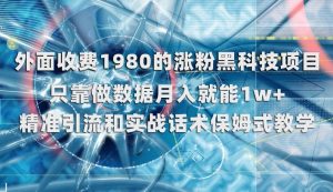 外面收费1980的涨粉黑科技项目，只靠做数据月入就能1w+【揭秘】-网络创业副业兼职学习网