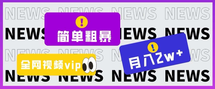 简单粗暴零成本，高回报，全网视频VIP掘金项目，月入2万＋【揭秘】-网络创业副业兼职学习网