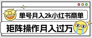 外面收费1980的小红书商单保姆级教程，单号月入2k，矩阵操作轻松月入过万-网络创业副业兼职学习网