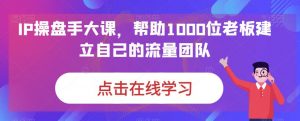 IP操盘手大课，帮助1000位老板建立自己的流量团队-网络创业副业兼职学习网