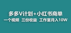 【蓝海项目】多多v计划+小红书商单一个视频三份收益工作室月入10w-网络创业副业兼职学习网