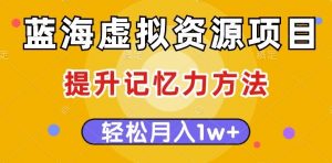 蓝海虚拟资源项目，提升记忆力方法，多种变现方式，轻松月入1w+【揭秘】-网络创业副业兼职学习网