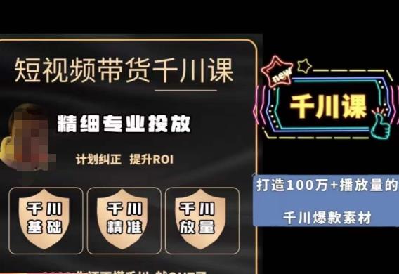 短视频带货-千川专业投放课,精细化专业投放,计划纠正,提升ROI