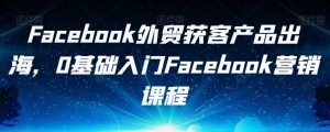 Facebook外贸获客产品出海，0基础入门Facebook营销课程-网络创业副业兼职学习网