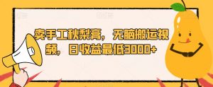 卖手工秋梨膏，无脑搬运视频，日收益最低3000+【揭秘】-网络创业副业兼职学习网