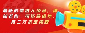 最新影票达人项目，稳如老狗，可矩阵操作，月三万不是问题【揭秘】-网络创业副业兼职学习网