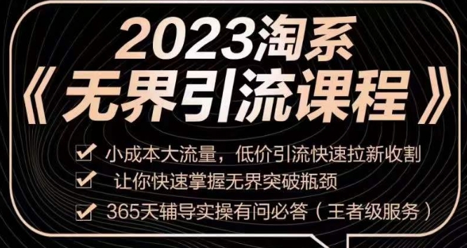 2023淘系无界引流实操课程，​小成本大流量，低价引流快速拉新收割，让你快速掌握无界突破瓶颈-网络创业副业兼职学习网