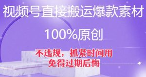 视频号直接搬运爆款素材，100%原创，不违规，抓紧时间用，免得过期后悔【揭秘】-网络创业副业兼职学习网