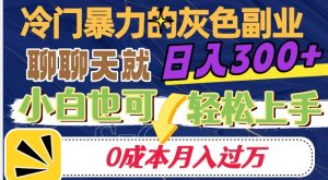 冷门暴利的副业项目，聊聊天就能日入300+，0成本月入过万【揭秘】-网络创业副业兼职学习网