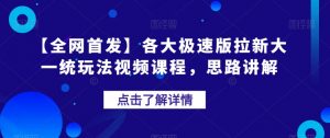 【全网首发】各大极速版拉新大一统玩法视频课程,思路讲解【揭秘】-网络创业副业兼职学习网