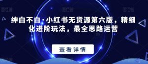 绅白不白·小红书无货源第六版,精细化进阶玩法,最全思路运营-网络创业副业兼职学习网