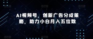 AI视频号，创新广告分成策略，助力小白月入五位数【揭秘】-网络创业副业兼职学习网