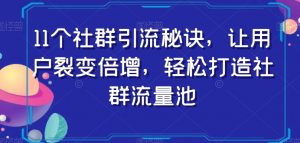 11个社群引流秘诀,让用户裂变倍增,轻松打造社群流量池-网络创业副业兼职学习网