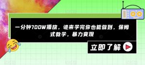 一分钟700W播放,进来学完你也能做到,保姆式教学,暴力变现【揭秘】-网络创业副业兼职学习网
