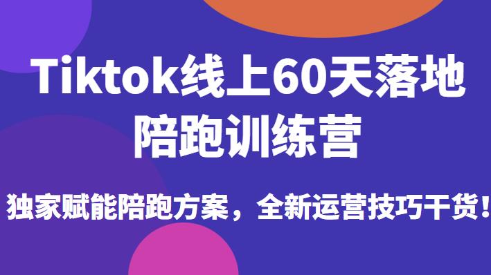 Tiktok线上60天落地陪跑训练营，独家赋能陪跑方案，全新运营技巧干货-网络创业副业兼职学习网