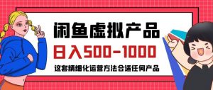 闲鱼虚拟产品变现日入500-1000+,合适普通人的小众赛道【揭秘】-网络创业副业兼职学习网