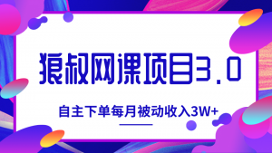 狼叔网课项目3.0,打造自主下单系统,每月被动收入3W+-网络创业副业兼职学习网